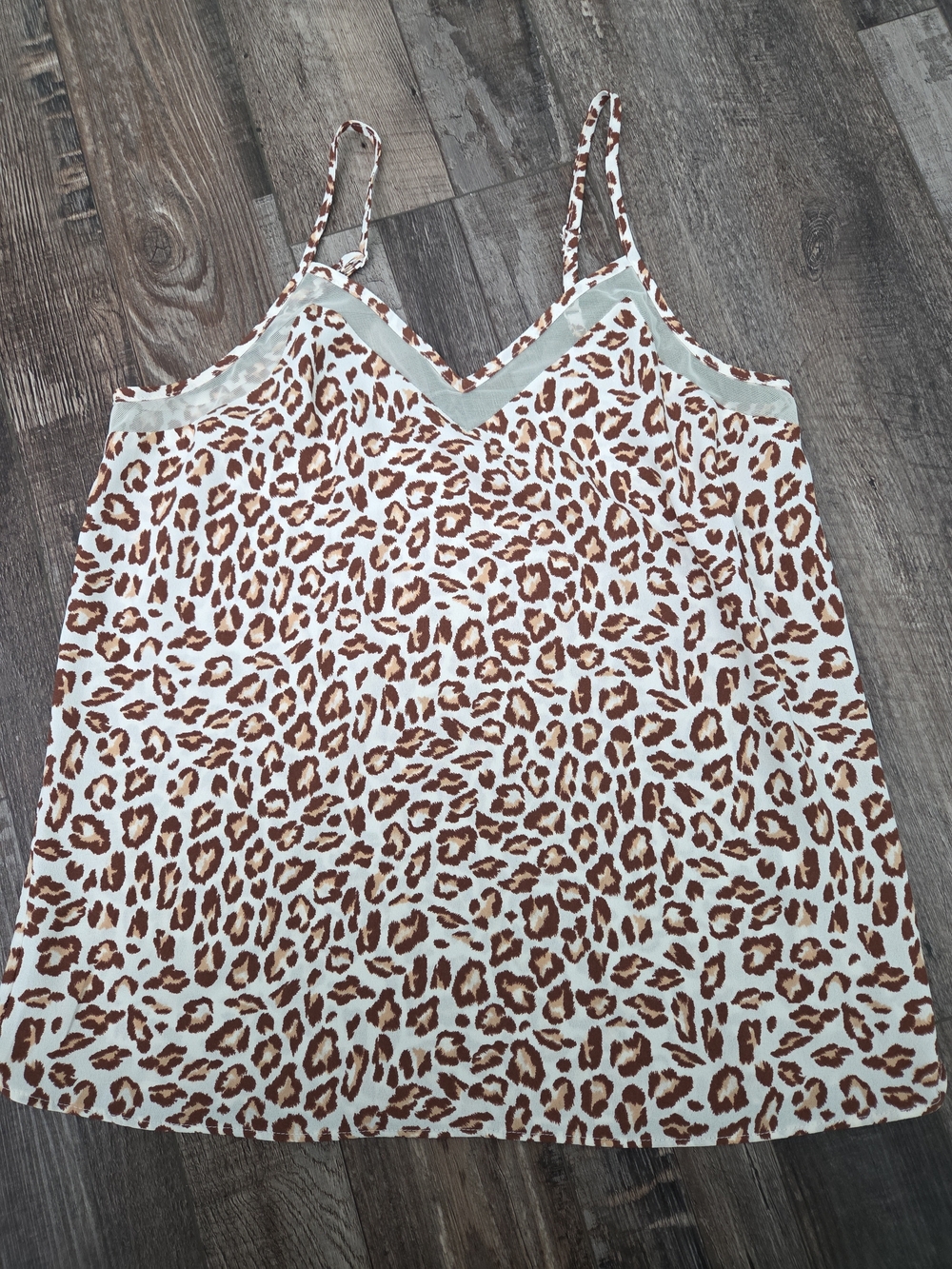 Nine West Leopard Print V-Neck Cami Tank Top - Brown/White